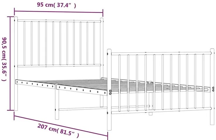 Pojedyncze metalowe łóżko w kolorze białym 90x200 cm N9-M46