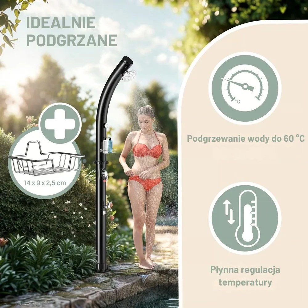Prysznic solarny BOW, 20l, czarny Monzana