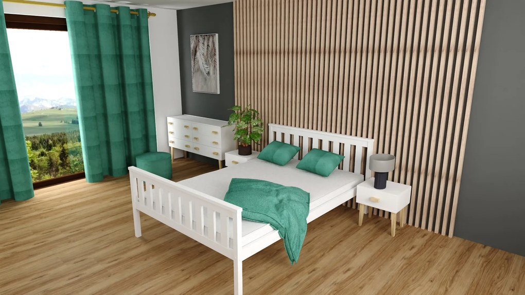 Łóżko KALEA 90 x 200 cm, białe Stelaż: Ze stelażem listwowym rolowanym, Materac: Materac Somnia 18 cm