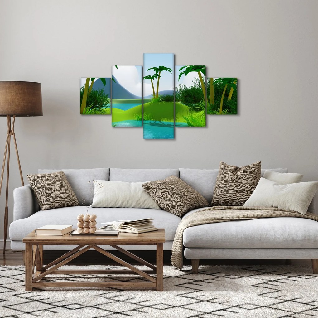 Obraz - Jeziora w dżungli (125x70 cm)