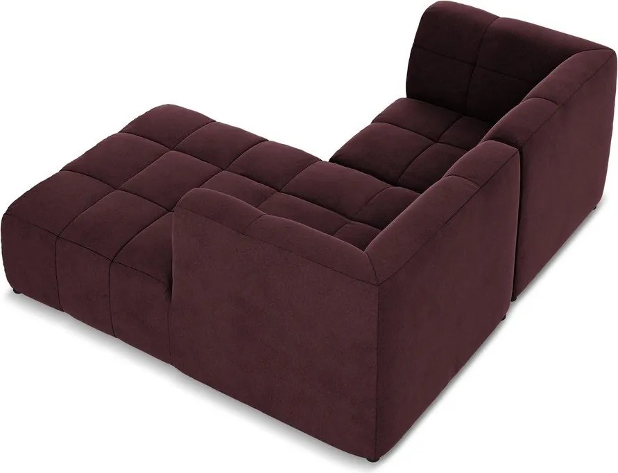 Bordowy aksamitny narożnik (prawostronny/z szezlongiem) Aloha – Makamii