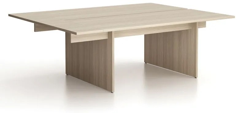 Biurko double SOLID + 1x rozszerzenie blatu, 210x165 cm, dąb naturalny