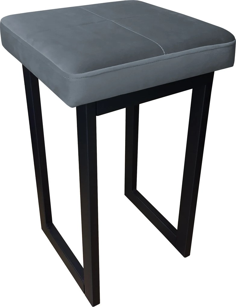 Taboret SOLID tkanina Welur stelaż metalowy STOŁEK LOFT : Kolor Stelaża - Czarny , Kolor tkaniny - VELVET - BL14, Typ tkaniny - Velvet, Wysokość - 45 cm