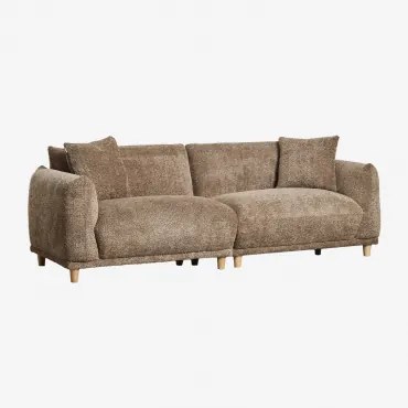 Sofa 3-osobowa Z Tkaniny Eracli Bouclé Bukla Naturalne Kolory - Sklum