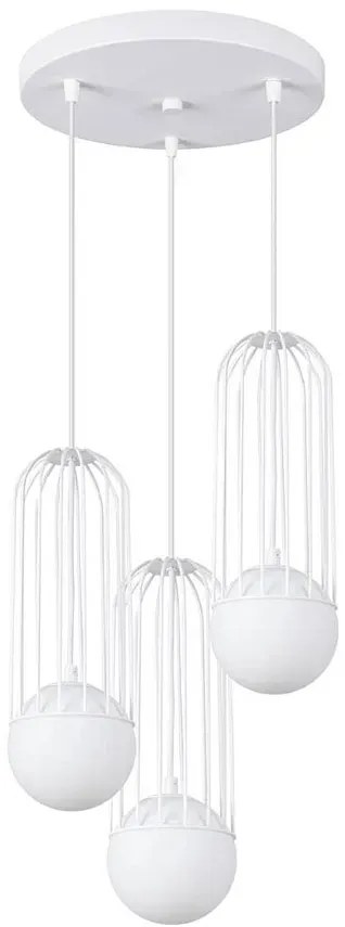 Biała lampa wisząca z 3 drucianymi zwisami - A608 H5-S03