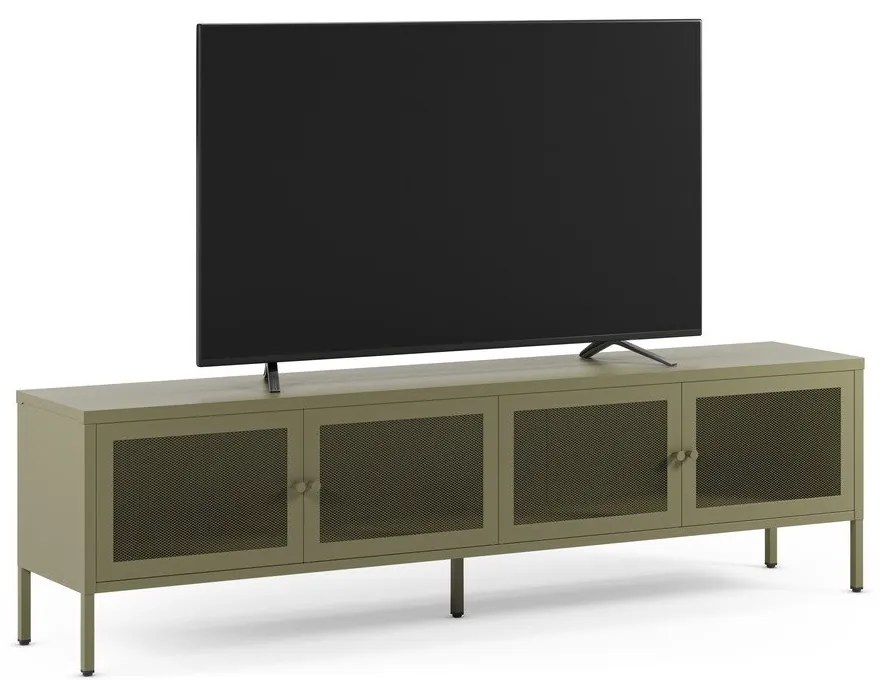Zielona metalowa szafka pod TV 160x50x35 cm Fayna – Marckeric
