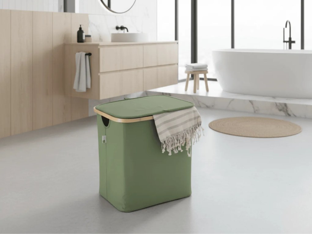 Kosz na pranie NOLVIO 50 L, zielony