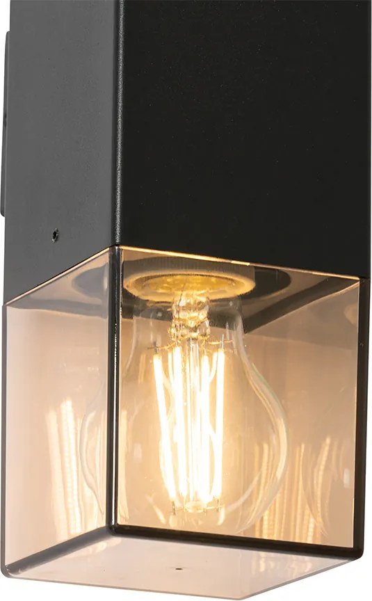 Lampa ścienna zewnętrzna czarna z przydymionym kloszem 2-światłowa IP44 - Denmark