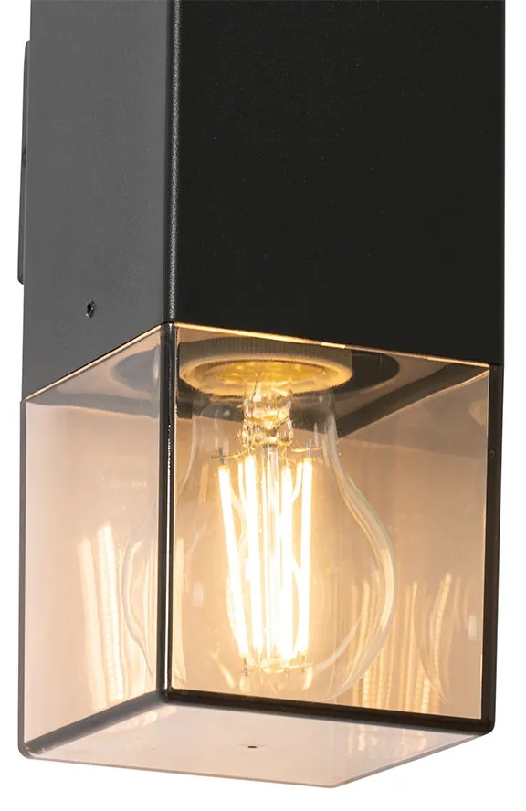 Zewnetrzna Lampa ścienna zewnętrzna czarna z przydymionym kloszem 2-światłowa IP44 - Denmark Nowoczesny Oswietlenie zewnetrzne