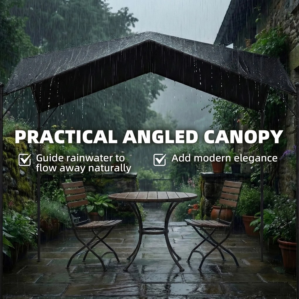 Outsunny Pergola Altana 3x3m Wodoodporna Stabilna Zimoodporna Ochrona Przed Słońcem ze Skośnym Dachem Wzmocnienia Trójkątne | Aosom PL