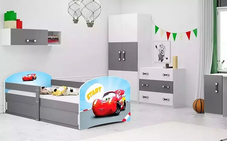 Parterowe łóżko dla chłopca autko ze schowkiem R0-A15