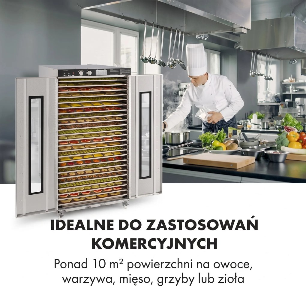 Klarstein Master Jerky 40-90°C Dehydrator Gastronomiczny 24 Półek Srebrny
