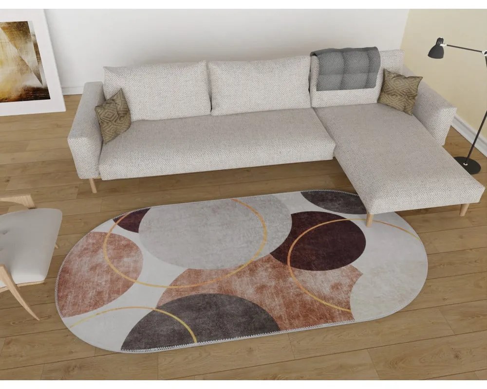 Brązowo-kremowy dywan odpowiedni do prania 80x120 cm Oval – Vitaus