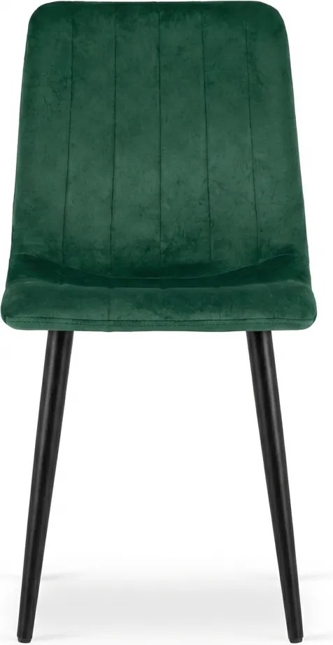 Ciemnozielone aksamitne krzesło LAVA BOTTLE GREEN z czarnymi nogami
