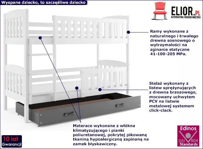 Dwuosobowe łóżko dla dzieci 90x200 - Tello 3X