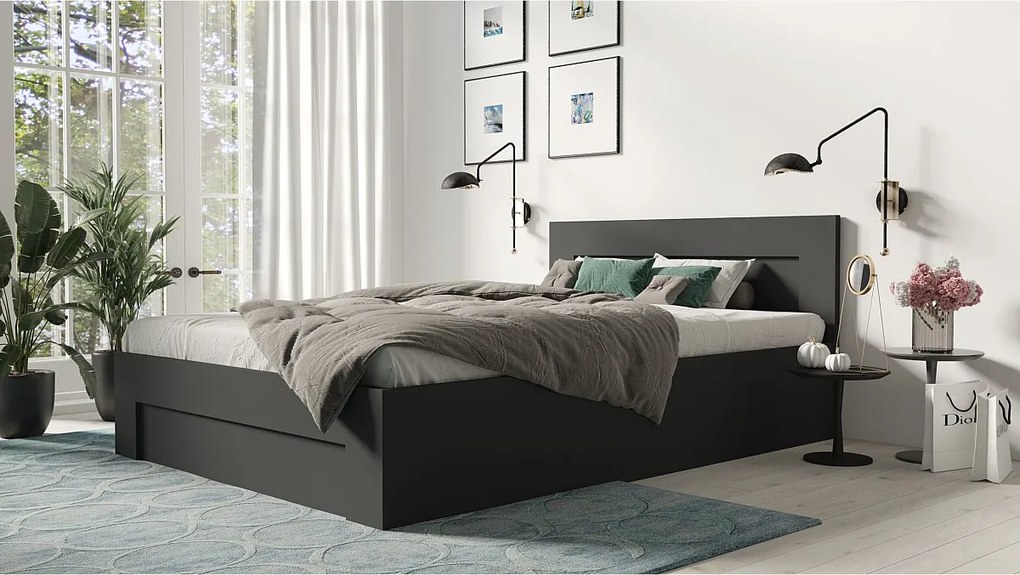 Łóżko 180cm x 200cm Otwierane z boku | ANTRACYT | Pojemnik + Stelaż