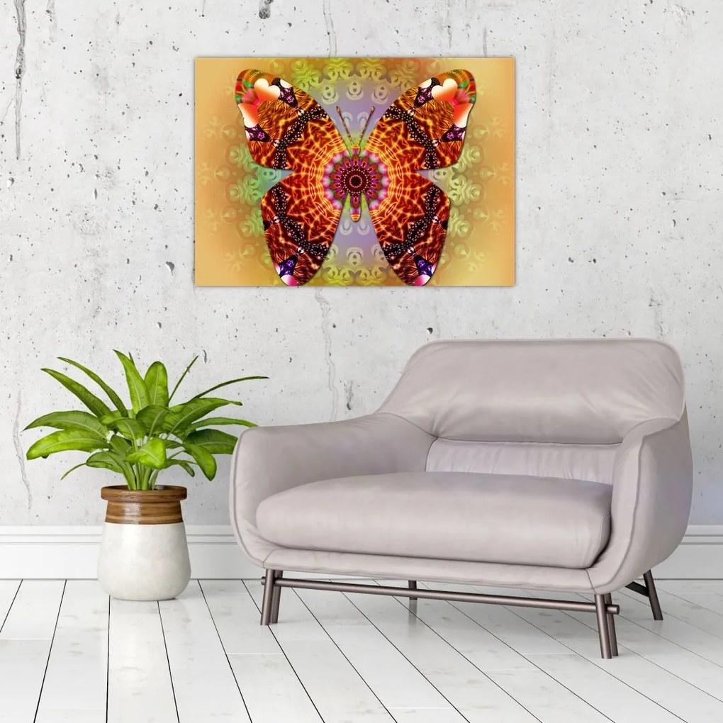 Obraz na szkle - Etno motyl (70x50 cm)