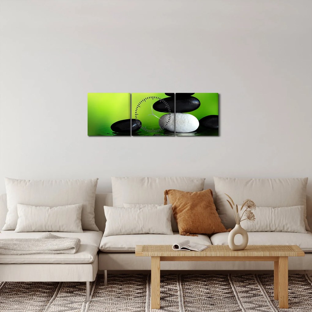 Obraz - Kamienie do relaksu (z zegarem) (90x30 cm)