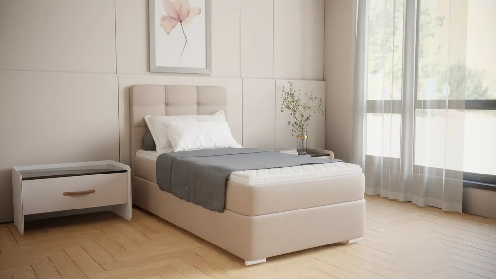 Czarne łóżko jednoosobowe Bruno 100cm, nowoczesny design pasujący do każdej sypialni, wygodny materac oraz schowek, Cosmic 100