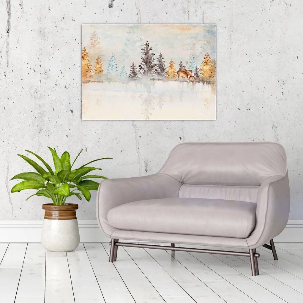 Obraz - Akwarelowy las (70x50 cm)