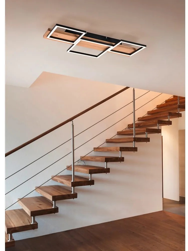 Czarno-naturalna lampa sufitowa LED ze ściemniaczem 34x65 cm Harper – Trio