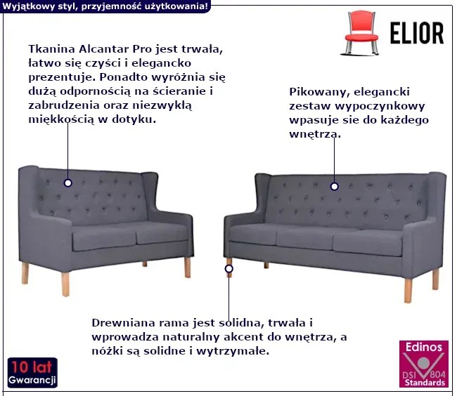 Zestaw dwóch sof wypoczynkowych szare B1-L41