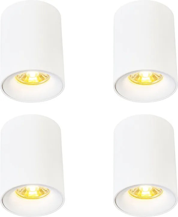 Zestaw 4 nowoczesnych reflektorów natynkowych białe GU10 50mm - Ronda