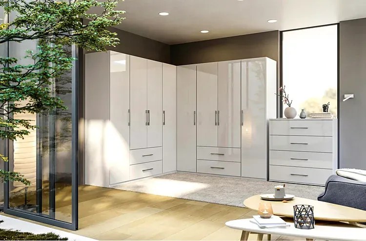 3-drzwiowa uchylna szafa biały połysk E3-H17