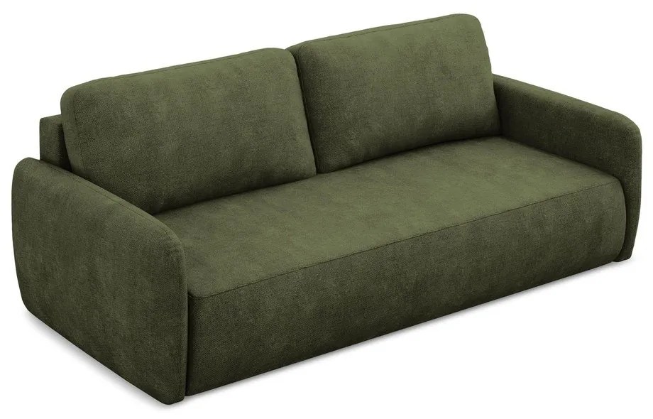 Zielona rozkładana sofa z tkaniny szenilowej ze schowkiem 218 cm Lilo – Makamii