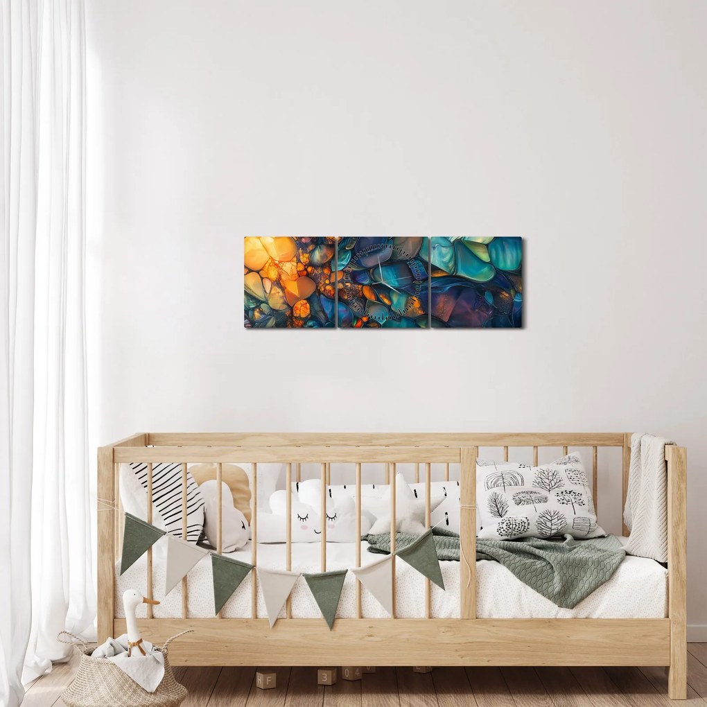 Obraz - Szklana mozaika (z zegarem) (90x30 cm)
