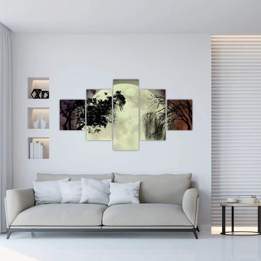 Obraz - Księżyc w pełni nad powierzchnią (125x70 cm)