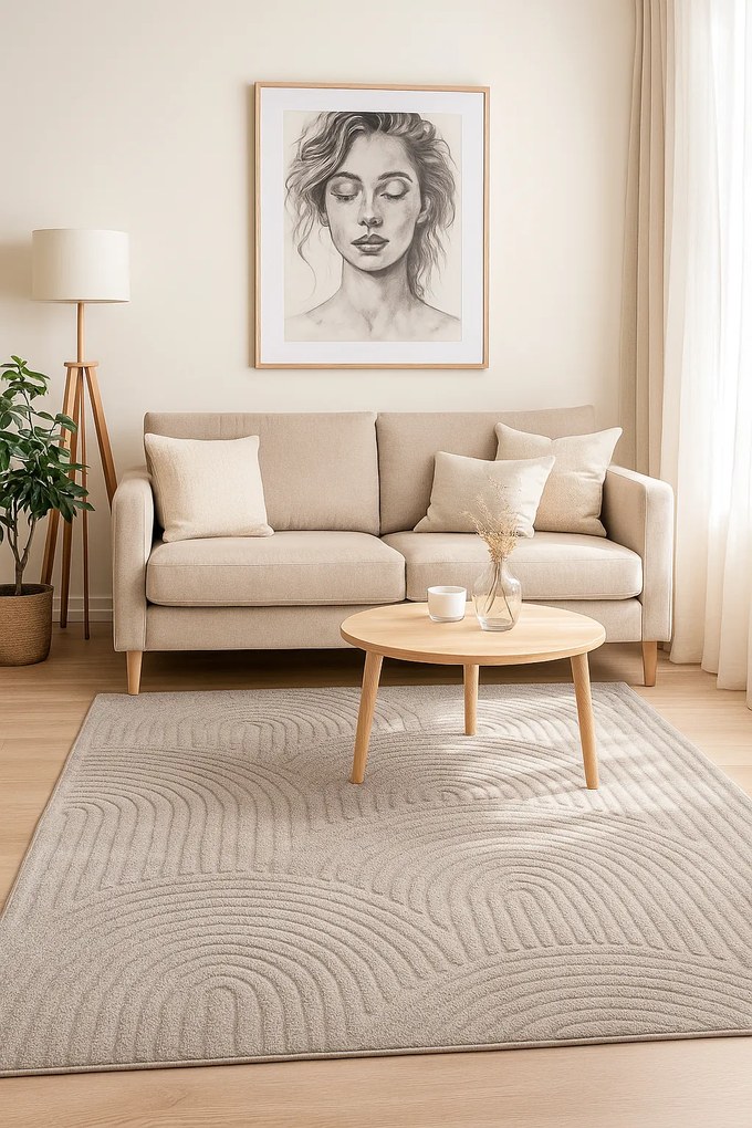 Dywan nowoczesny 3D Arc Geometria szary 80 cm x 150 cm