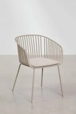 Krzesło Ogrodowe Z Podłokietnikami Ze Stali I Polipropylenu Aradina Moka Brown - Sklum