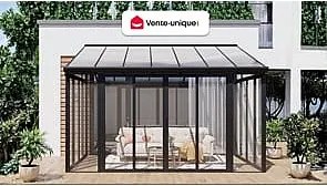 Weranda z aluminium i poliwęglanu odporna na UV - 12 m² - antracytowy - MATHILDA