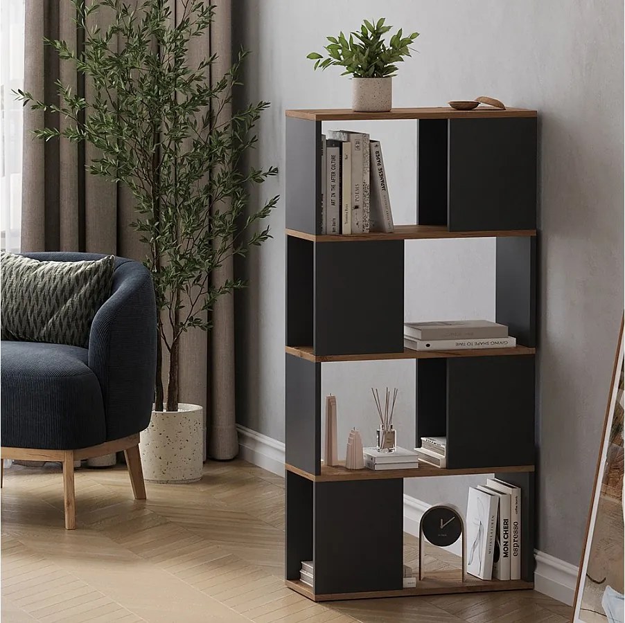 Dzielnik pokoju antracyt/złoty dąb 60x24x124.5 eneos