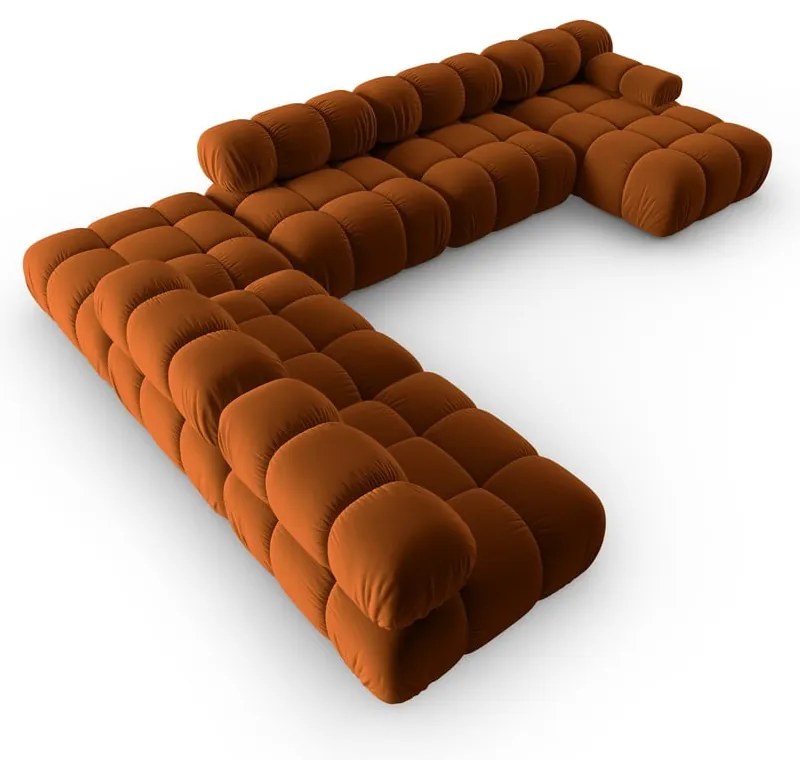 Pomarańczowa aksamitna sofa 379 cm Bellis – Micadoni Home