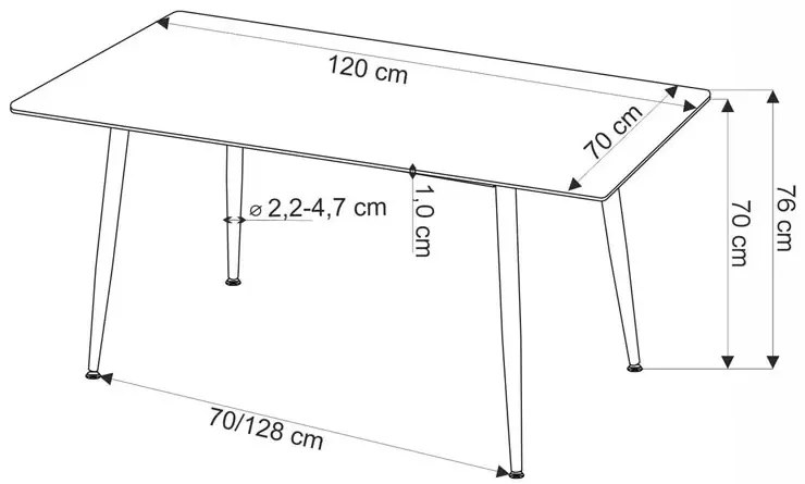 Stół z blatem biały marmur 120x70 - Emma 3X