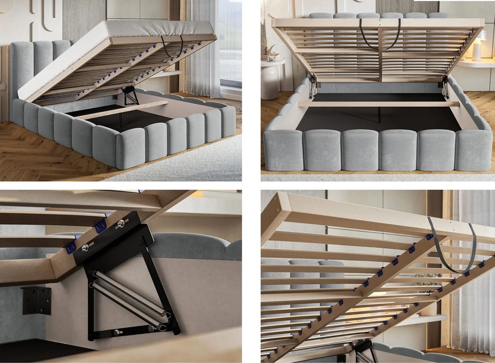 Łóżko Slim 11 z pojemnikiem i stelażem 160x200 cm, kolor Amor Velvet 4304