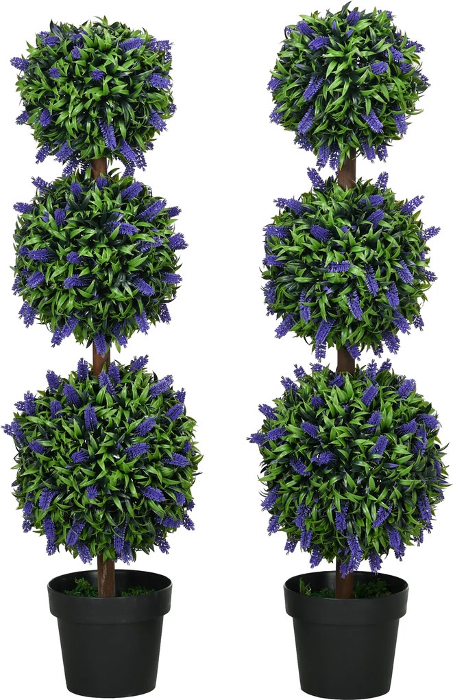 HOMCOM Zestaw 2 Sztucznych Roślin, UV-Odporna Sztuczna Roślina w Donicy, 110 cm Roślina Pokojowa do Salonu, Ogrodu