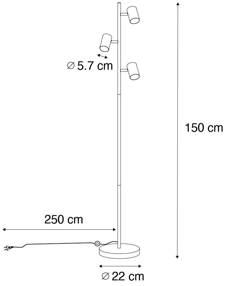 Nowoczesna lampa podłogowa brązowa 3-światłowa - Jeana Nowoczesny Oswietlenie wewnetrzne