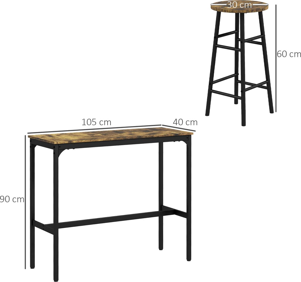HOMCOM Stół barowy z 2 stołkami barowymi