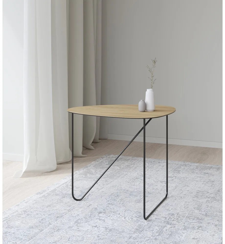 Metalowy stolik w naturalnym kolorze 44x50 cm Curve L Wood – LIND DNA
