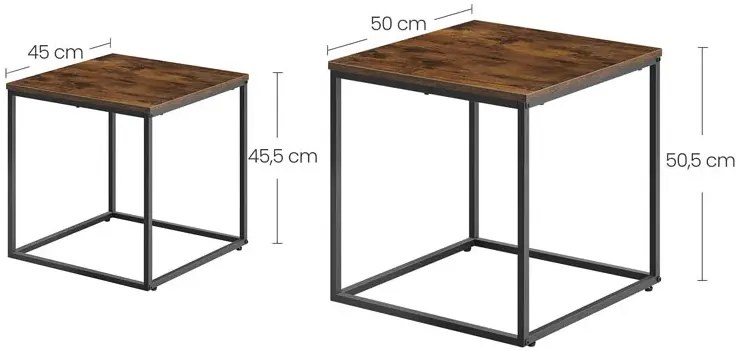 Komplet 2 stolików kawowych typu 2w1 rustykalny brąz - Toren