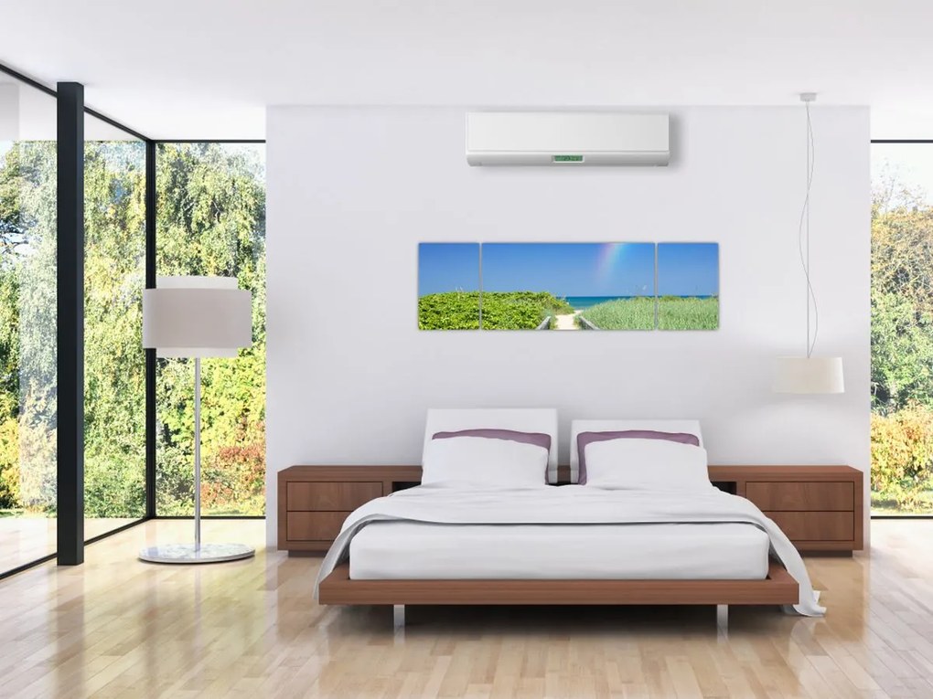 Obraz - Krajobraz i tęcza (170x50 cm)