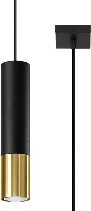 Czarno-złota lampa wisząca tuba G9-P85