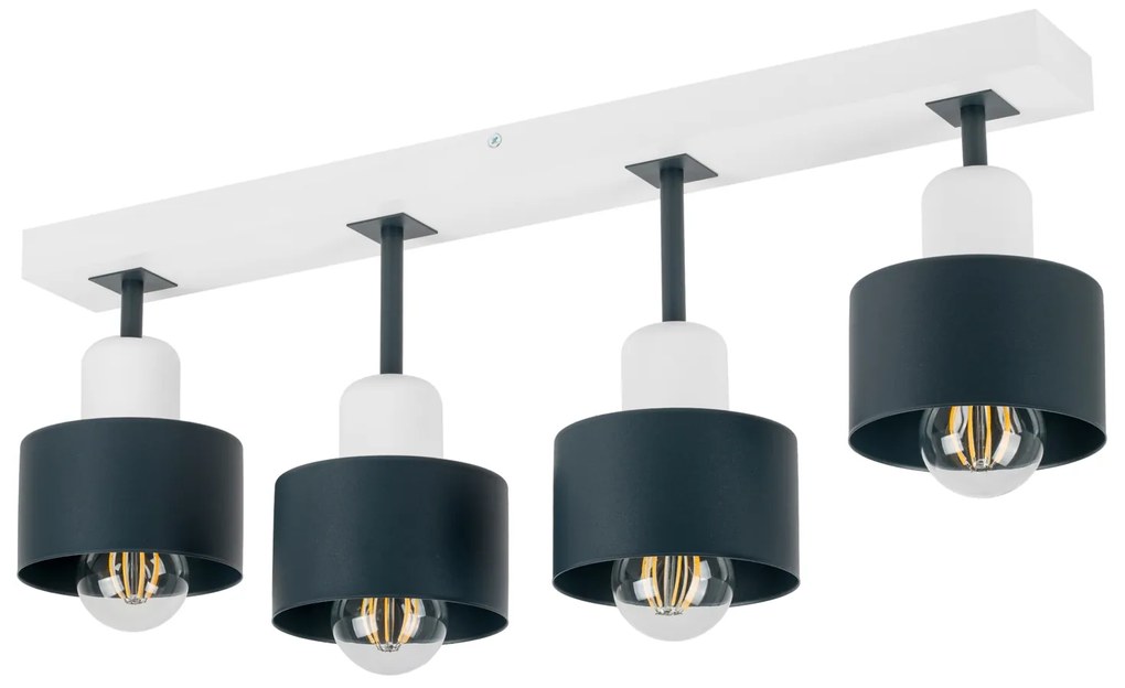 Antracytowo-biała lampa sufitowa, czteropunktowy spot DAN60x7WE z drew