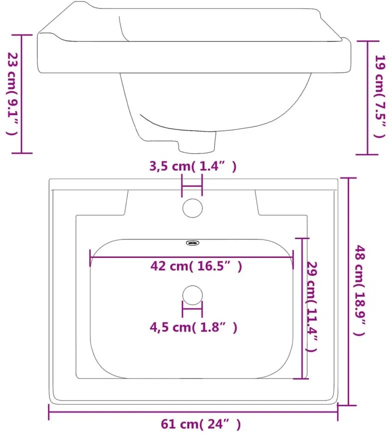 Ceramiczna biała umywalka wpuszczana w blat - Orondo 3X