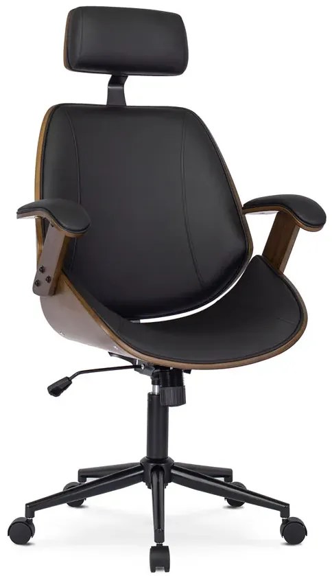 Designerski fotel gabinetowy czarny + orzech - Hibi