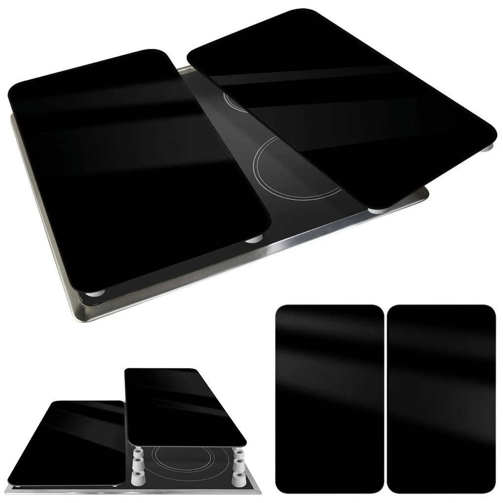 Szklane płyty ochronne na kuchenkę BLACK, 2 sztuki, WENKO