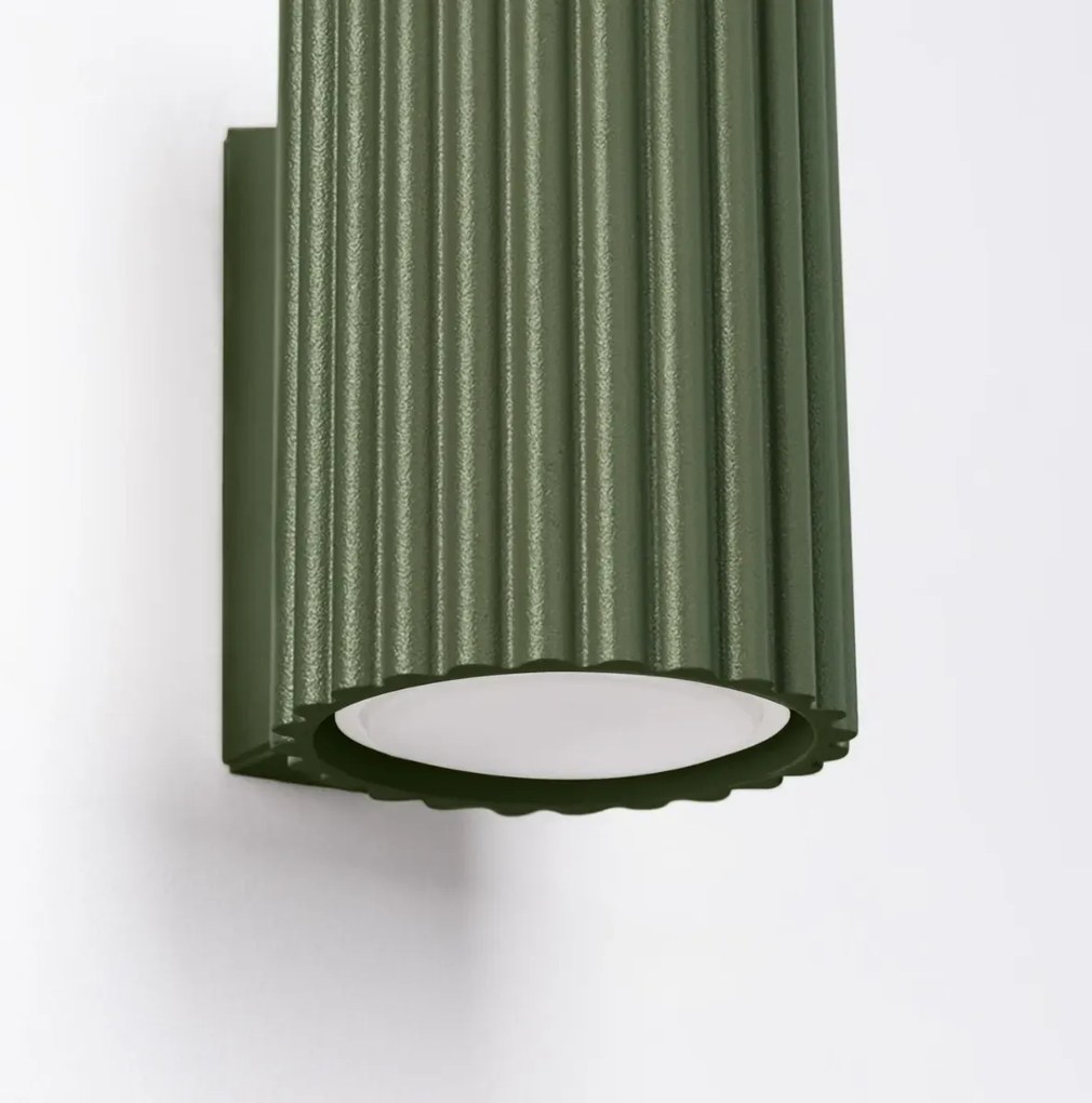Kinkiet KARBON 20 zielony oliwkowy ryflowany SOLLUX  LIGHTING